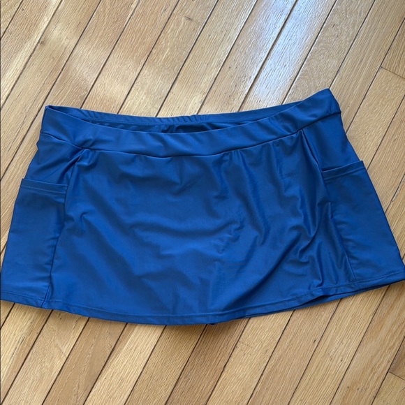 Blue Pocketed Swim Skirt - Picture 1 of 4